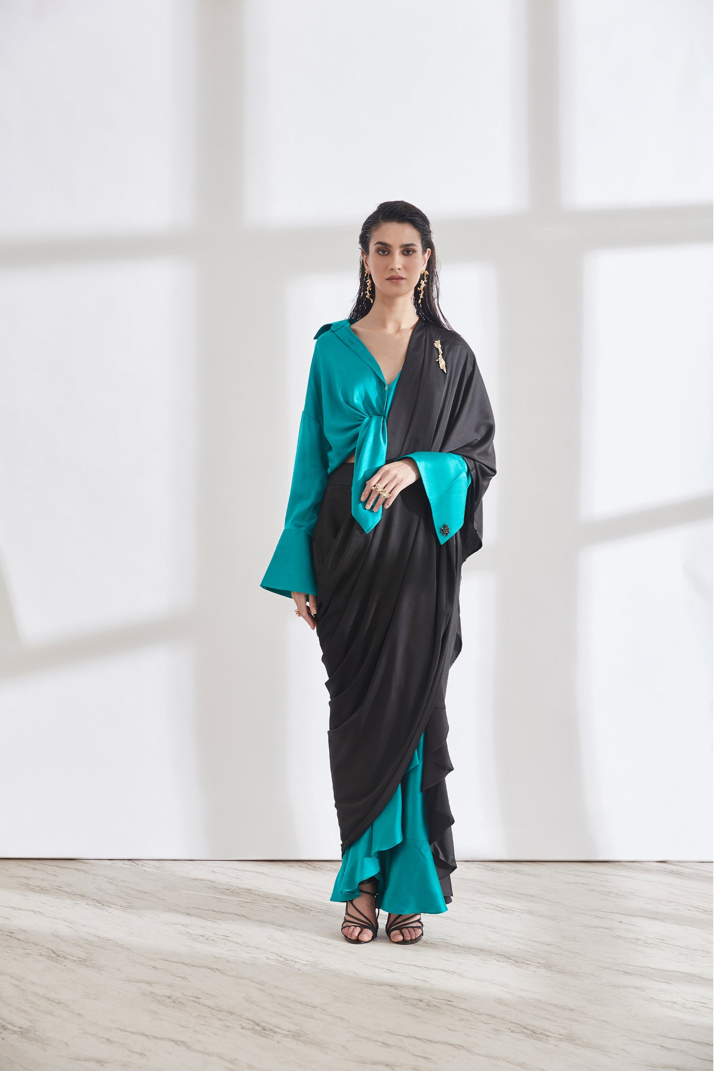 431-88 by Shweta Kapur Sari 12 With Star Luxe Shirt indian designer wear online shopping melange singapore