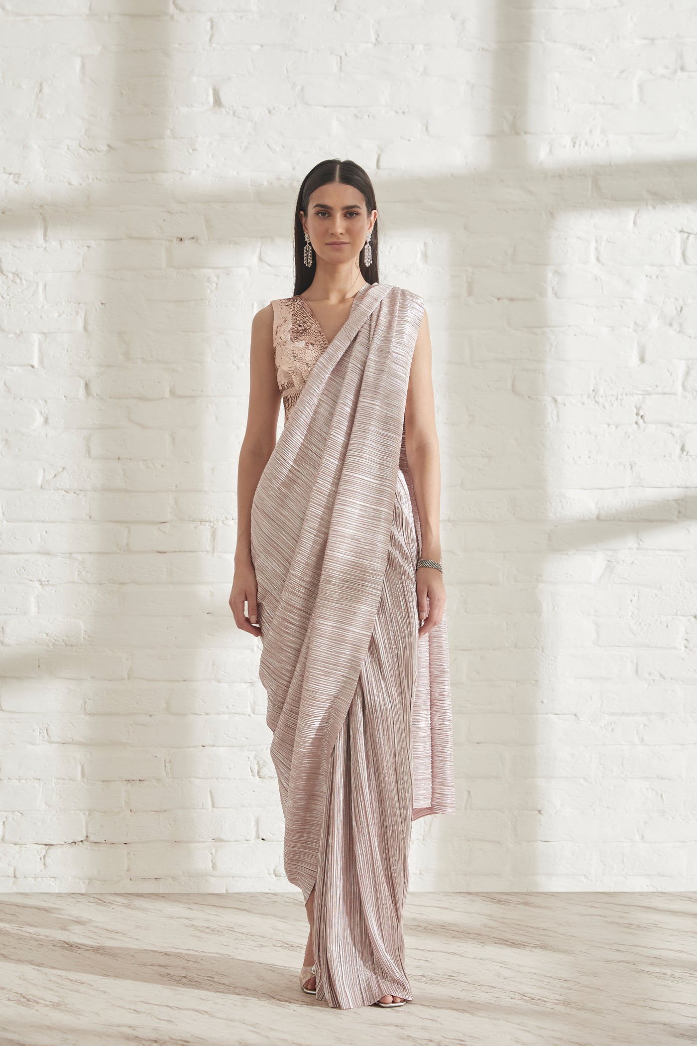 431-88 by Shweta Kapur Masai Godet Sari With Chandelier Top indian designer wear online shopping melange singapore