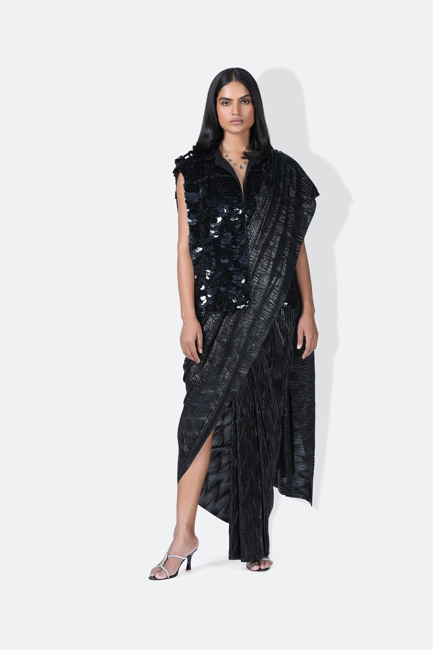 431-88 by Shweta Kapur Black Jacket indian designer wear online shopping melange singapore