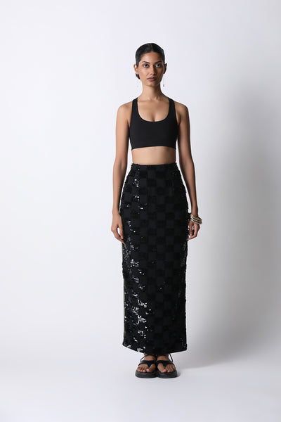 431-88 by Shweta Kapur Chess Pencil Skirt indian designer wear online shopping melange singapore