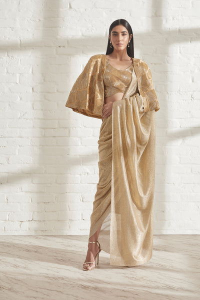 431-88 by Shweta Kapur Galaxy Sari With Milkyway Crossover Top indian designer wear online shopping melange singapore