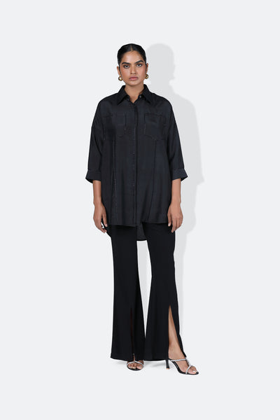 431-88 by Shweta Kapur Lola Shirt Black With Electric Blue indian designer wear online shopping melange singapore