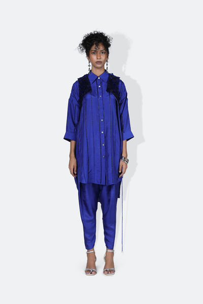 431-88 by Shweta Kapur Mara Shirt Electric Blue indian designer wear online shopping melange singapore