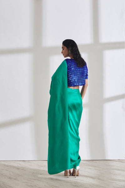 431-88 by Shweta Kapur Masai Godet Sari with Swing Top indian designer wear online shopping melange singapore