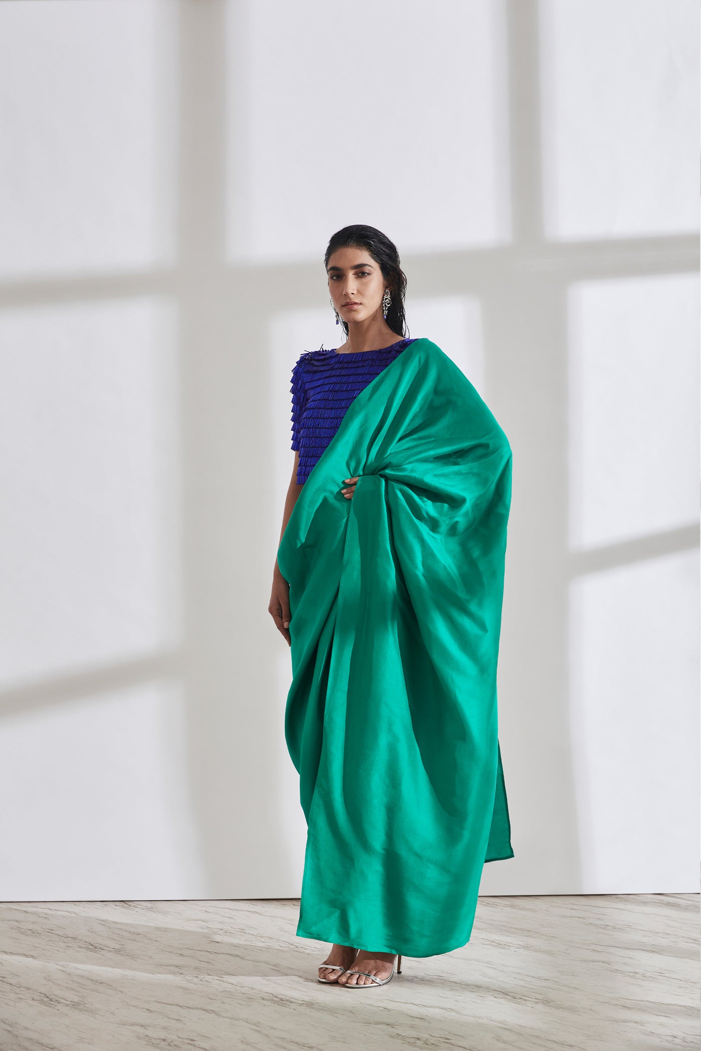 431-88 by Shweta Kapur Masai Godet Sari with Swing Top indian designer wear online shopping melange singapore