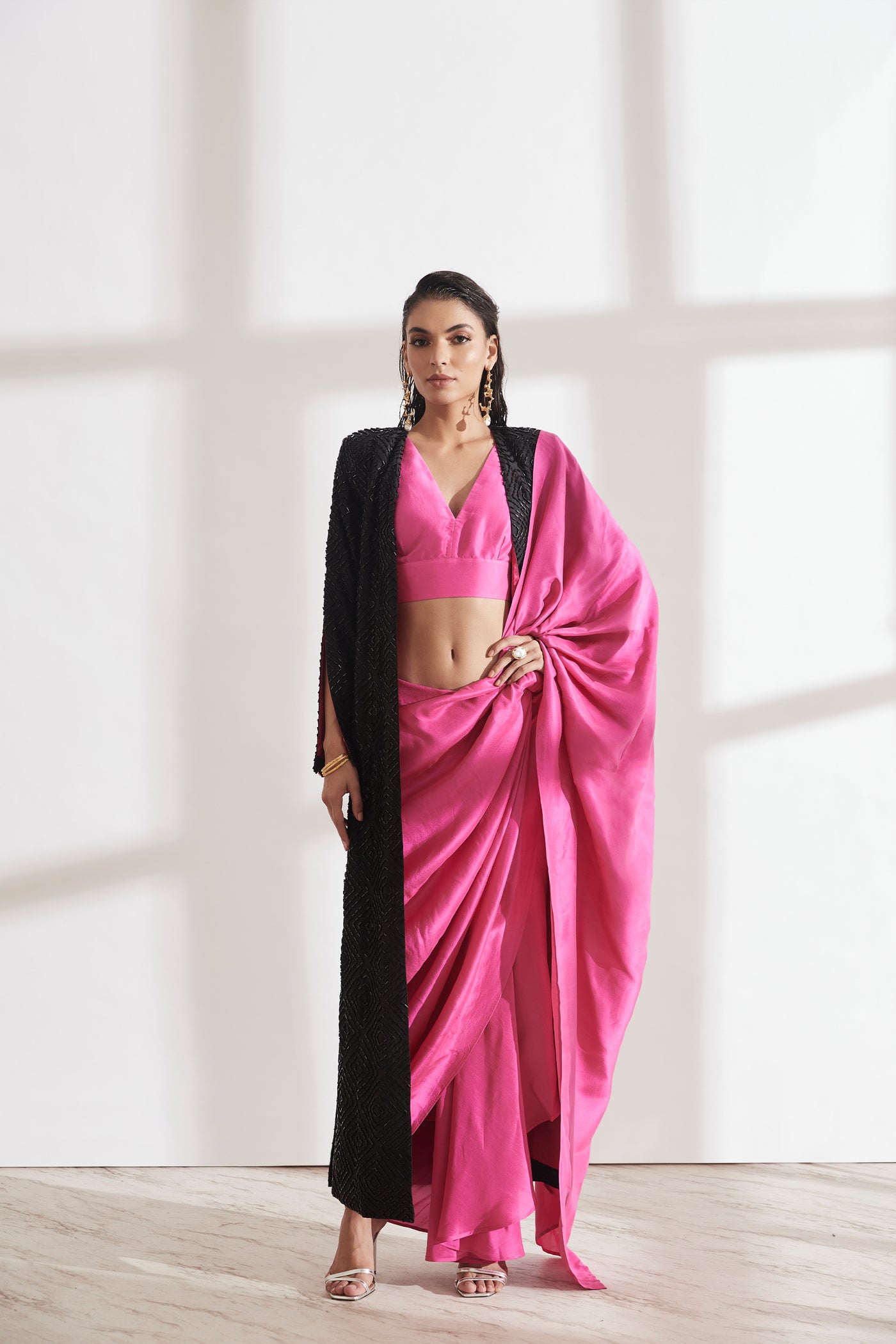 431-88 by Shweta Kapur Masai Godet Sari With Vik blouse And Masai Jacket indian designer wear online shopping melange singapore