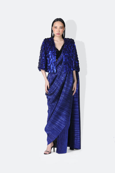 431-88 by Shweta Kapur Max Cape Electric Blue indian designer wear online shopping melange singapore