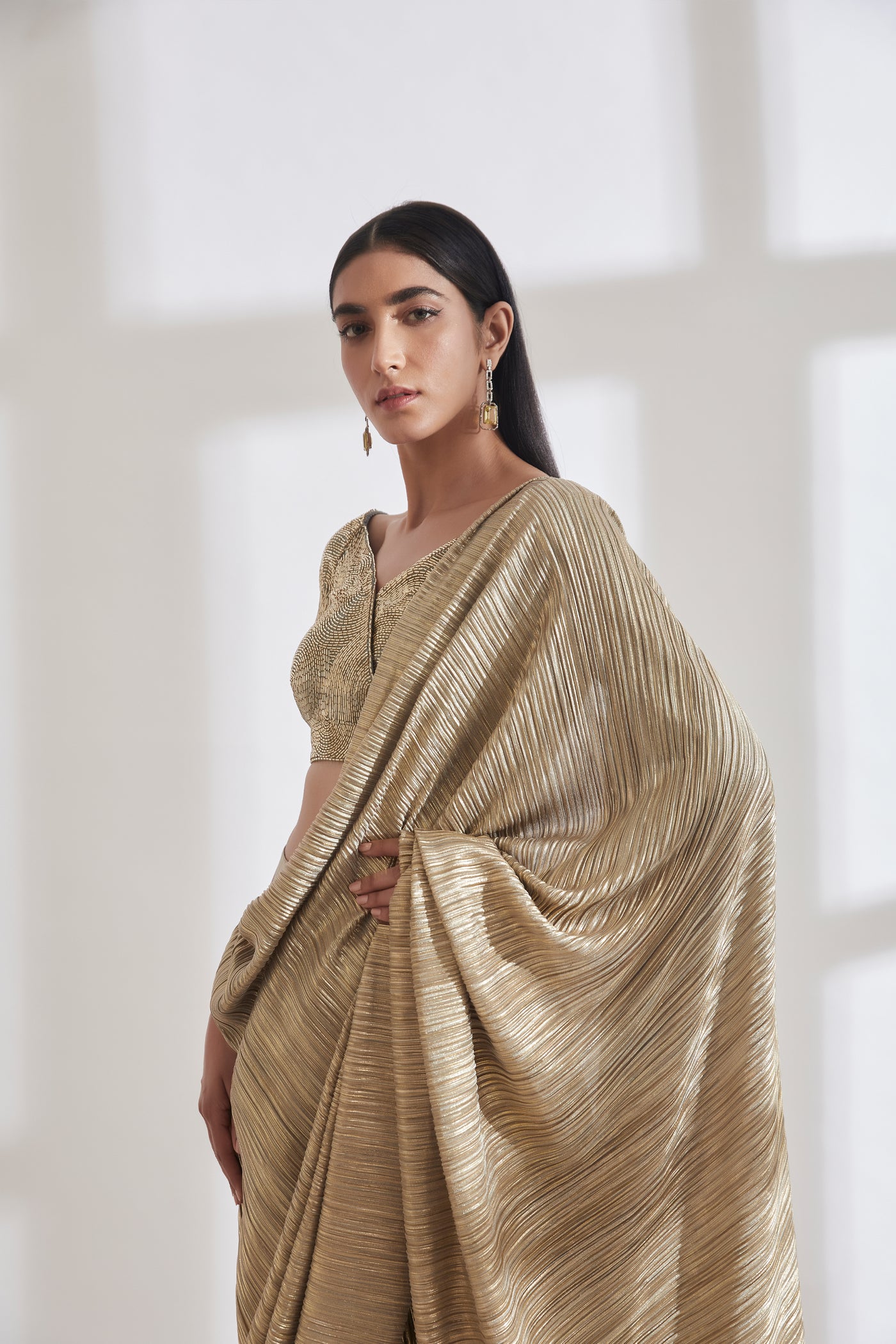 431-88 by Shweta Kapur Metallic 2.0 Sari With Milkyway Nikki Blouse indian designer wear online shopping melange singapore