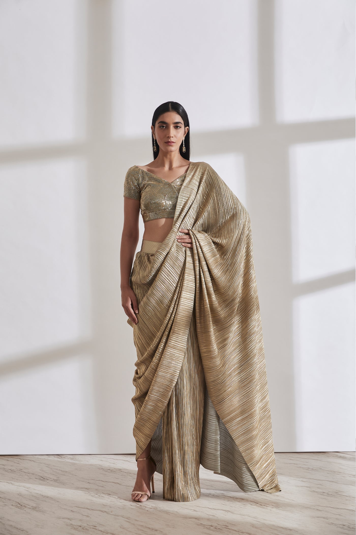 431-88 by Shweta Kapur Metallic 2.0 Sari With Milkyway Nikki Blouse indian designer wear online shopping melange singapore