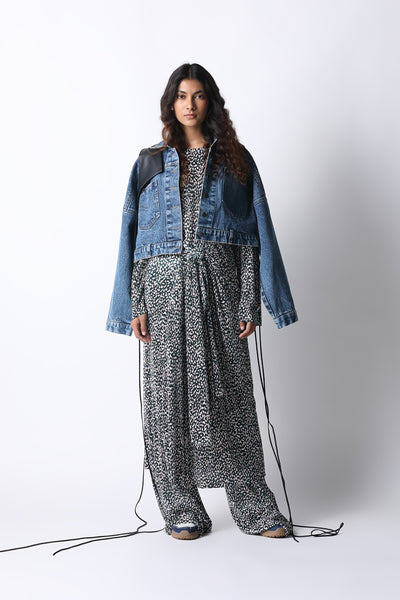 431-88 by Shweta Kapur Overlay Denim Jacket indian designer wear online shopping melange singapore