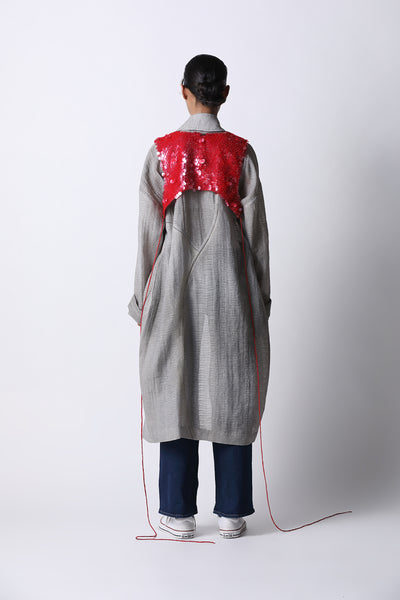 431-88 by Shweta Kapur Wave Coat With Riri Overlay indian designer wear online shopping melange singapore