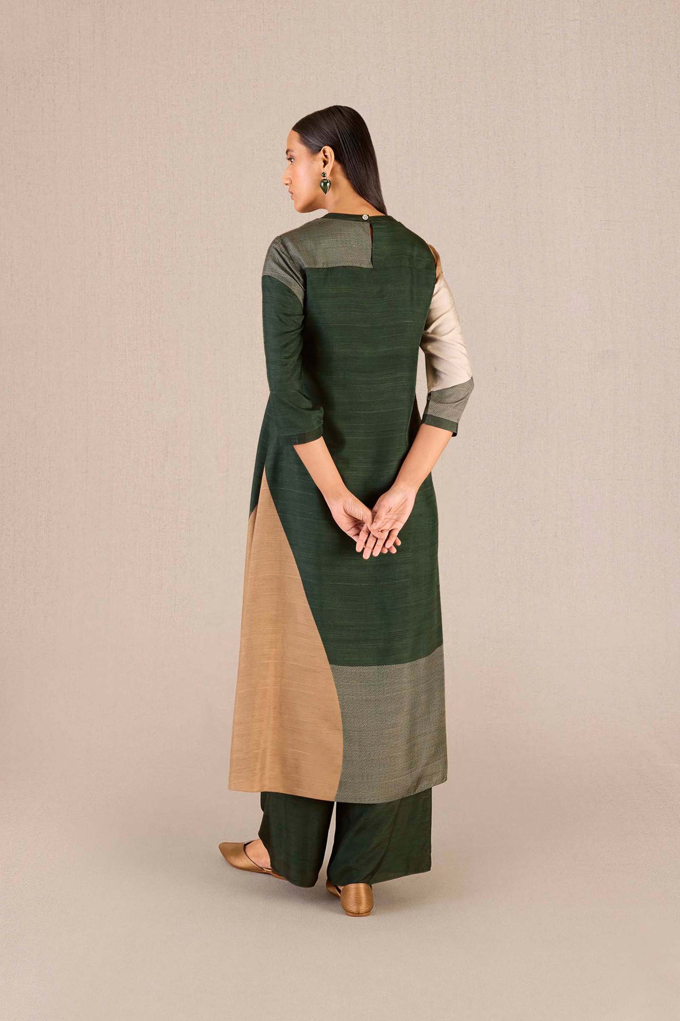 AMPM Dark Green Sahira Kurta Set indian designer wear online shopping melange singapore
