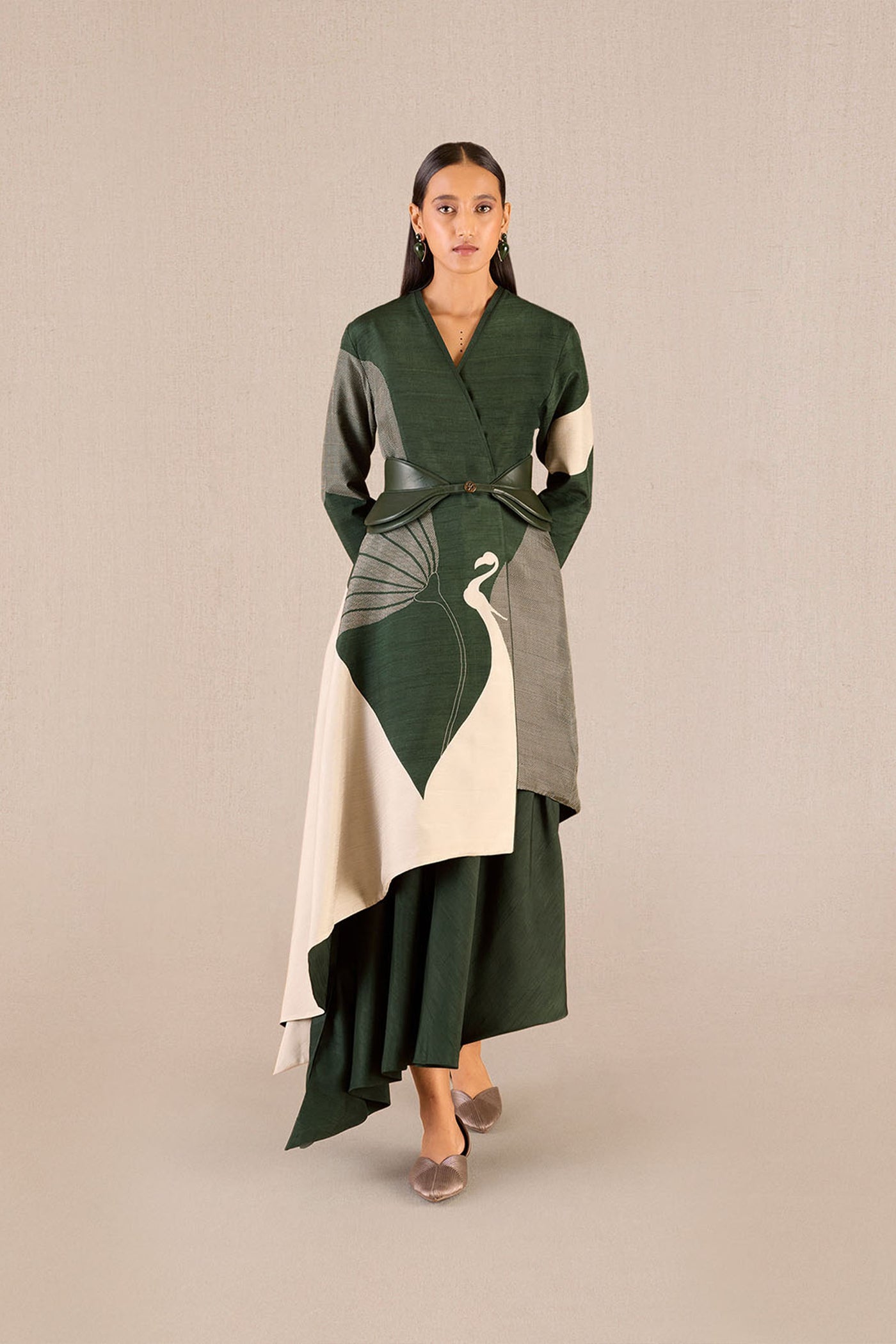 AMPM Serena Jacket Set Dark Green indian designer wear online shopping melange singapore