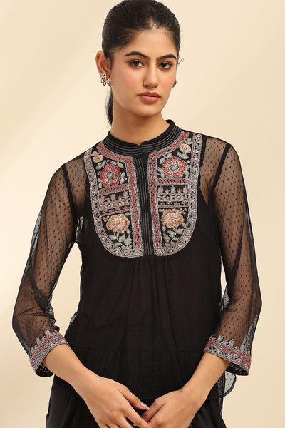 Aarke Ritu Kumar Black Adira Solid Kurti indian designer wear online shopping melange singapore