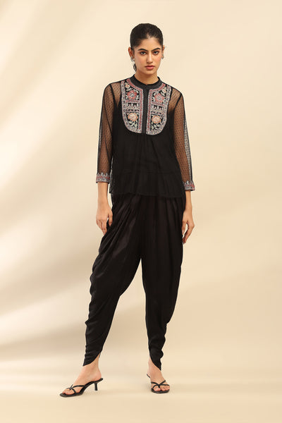 Aarke Ritu Kumar Black Adira Solid Kurti indian designer wear online shopping melange singapore