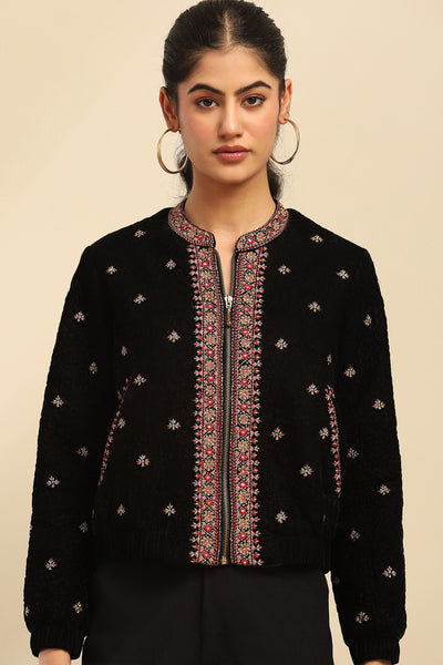 Aarke Ritu Kumar Black Kaar Puffer Jacket indian designer wear online shopping melange singapore
