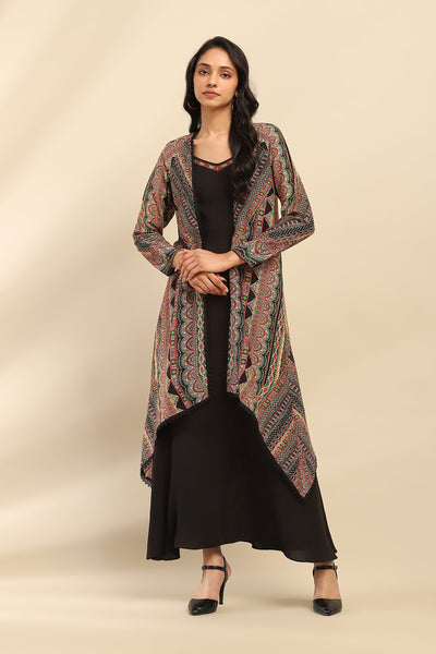 Aarke Ritu Kumar Black Moxy Long Dress with Shrug indian designer wear online shopping melange singapore
