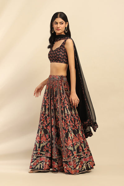 Aarke Ritu Kumar Black Nur Lehenga With Blouse And Dupatta indian designer wear online shopping melange singapore