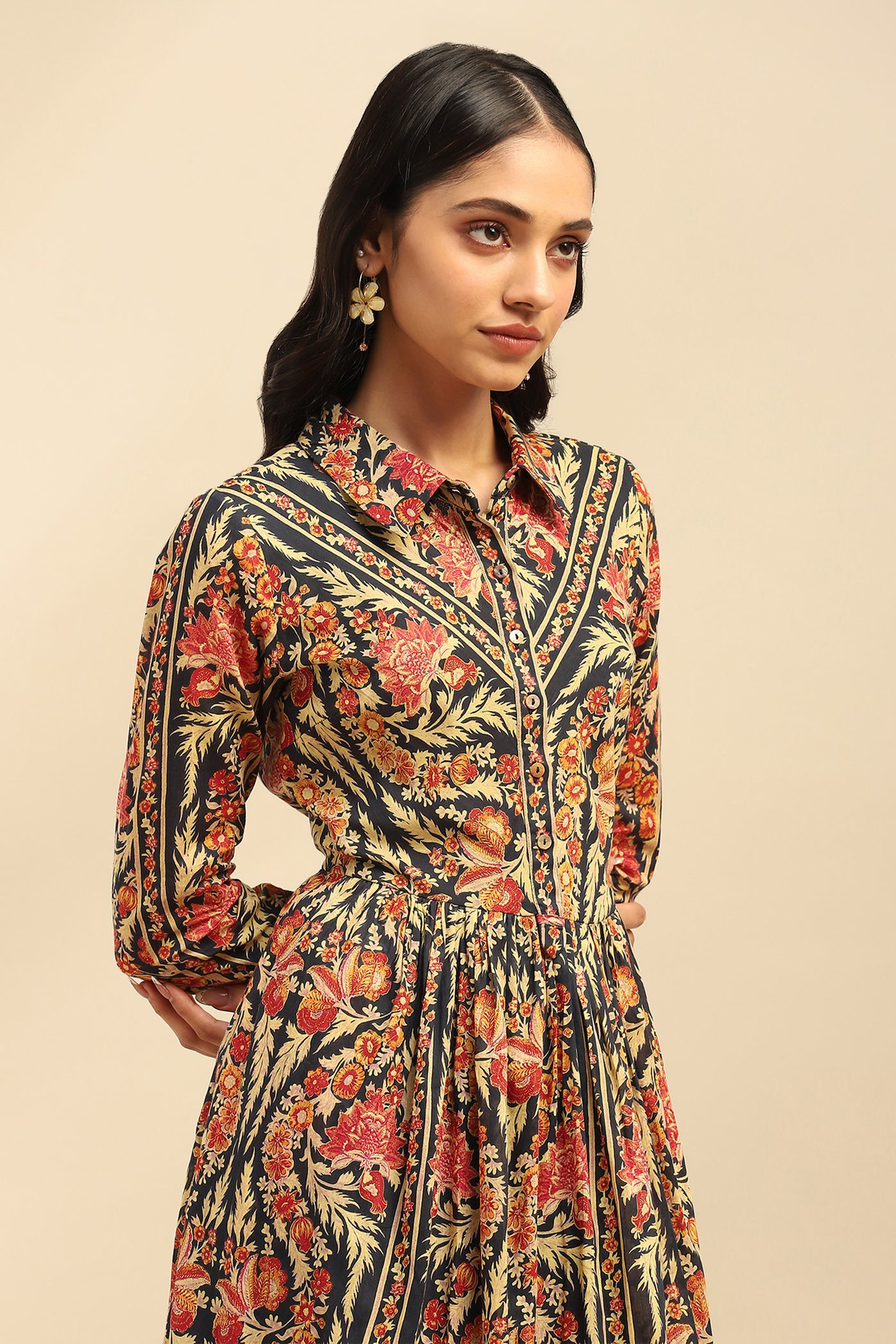 Aarke Ritu Kumar Black Nur Shirt Dress indian designer wear online shopping melange singapore