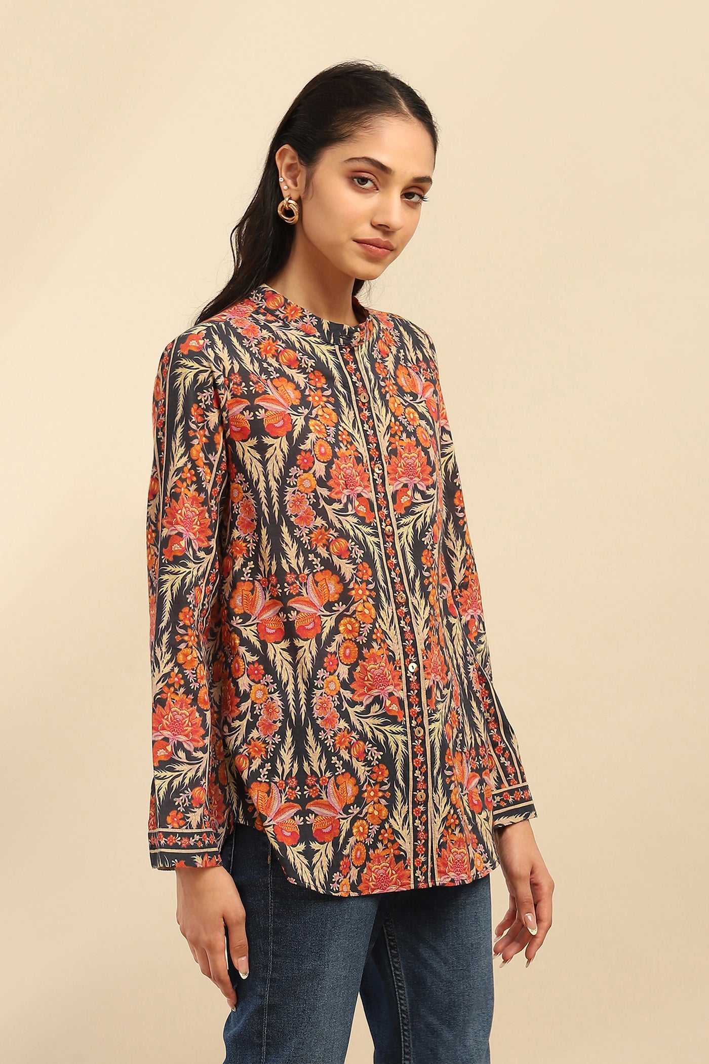 Aarke Ritu Kumar Black Nur Shirt indian designer wear online shopping melange singapore