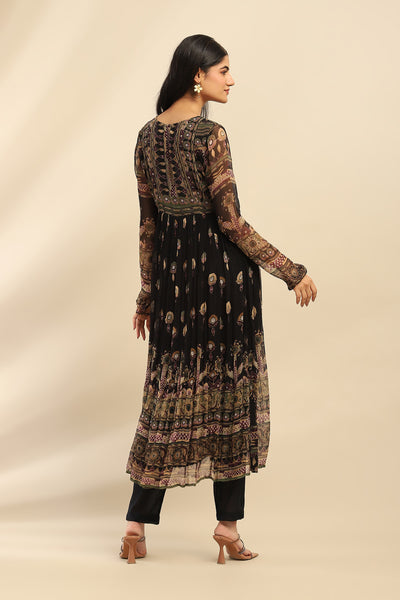 Aarke Ritu Kumar Black Tanishqa Anarkali Kurta With Pant And Dupatta indian designer wear online shopping melange singapore