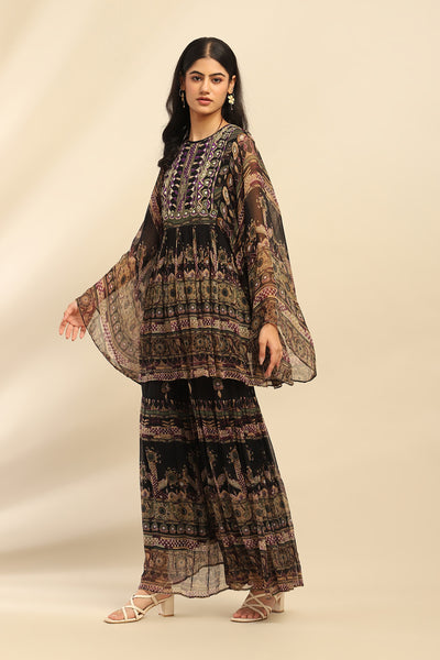 Aarke Ritu Kumar Black Tanishqa Kurti With Sharara Co-ord Set indian designer wear online shopping melange singapore