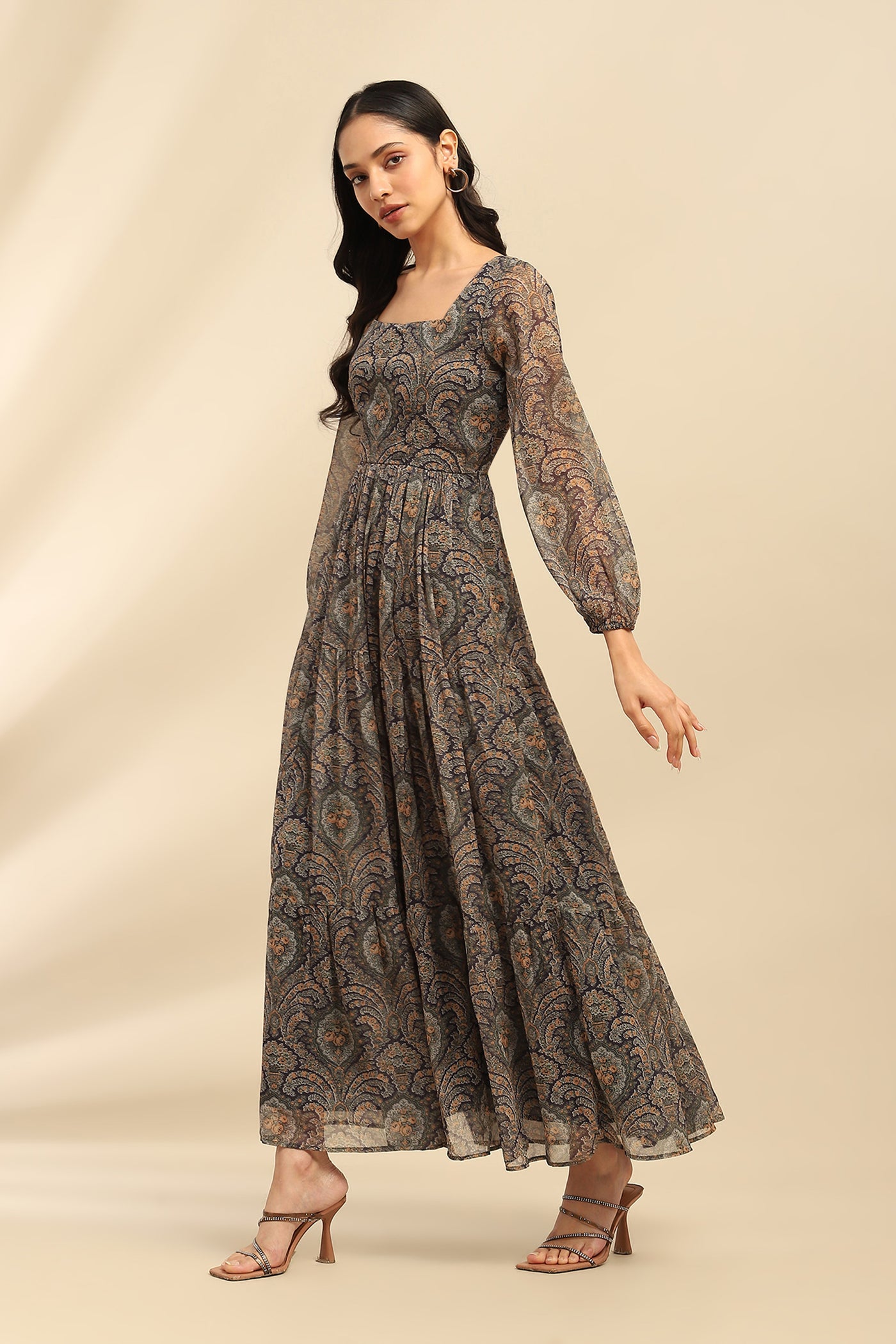 Aarke Ritu Kumar Blue Cassandra Long Dress indian designer wear online shopping melange singapore