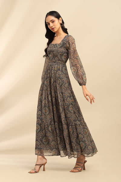 Aarke Ritu Kumar Blue Cassandra Long Dress indian designer wear online shopping melange singapore