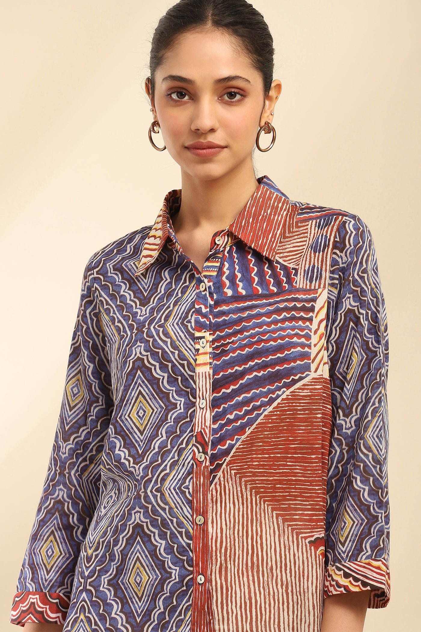 Aarke Ritu Kumar Blue Chimera Shirt indian designer wear online shopping melange singapore