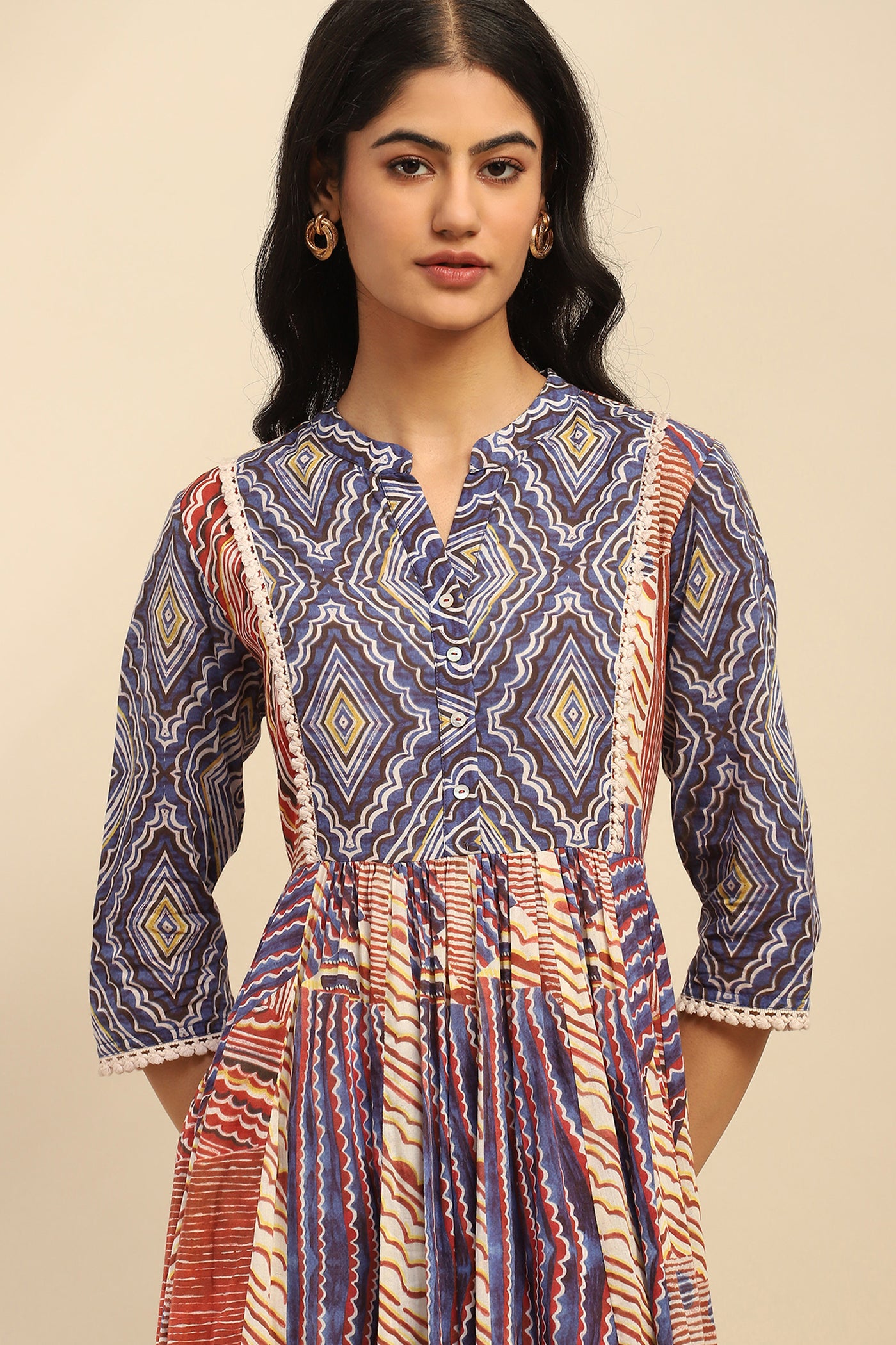 Aarke Ritu Kumar Blue Chimera Shirt Dress indian designer wear online shopping melange singapore