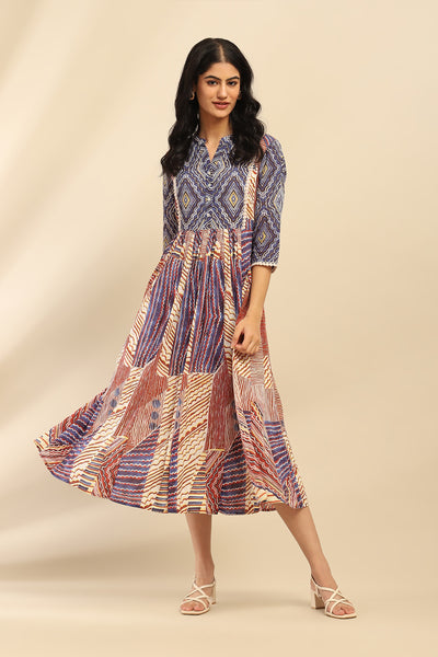 Aarke Ritu Kumar Blue Chimera Shirt Dress indian designer wear online shopping melange singapore