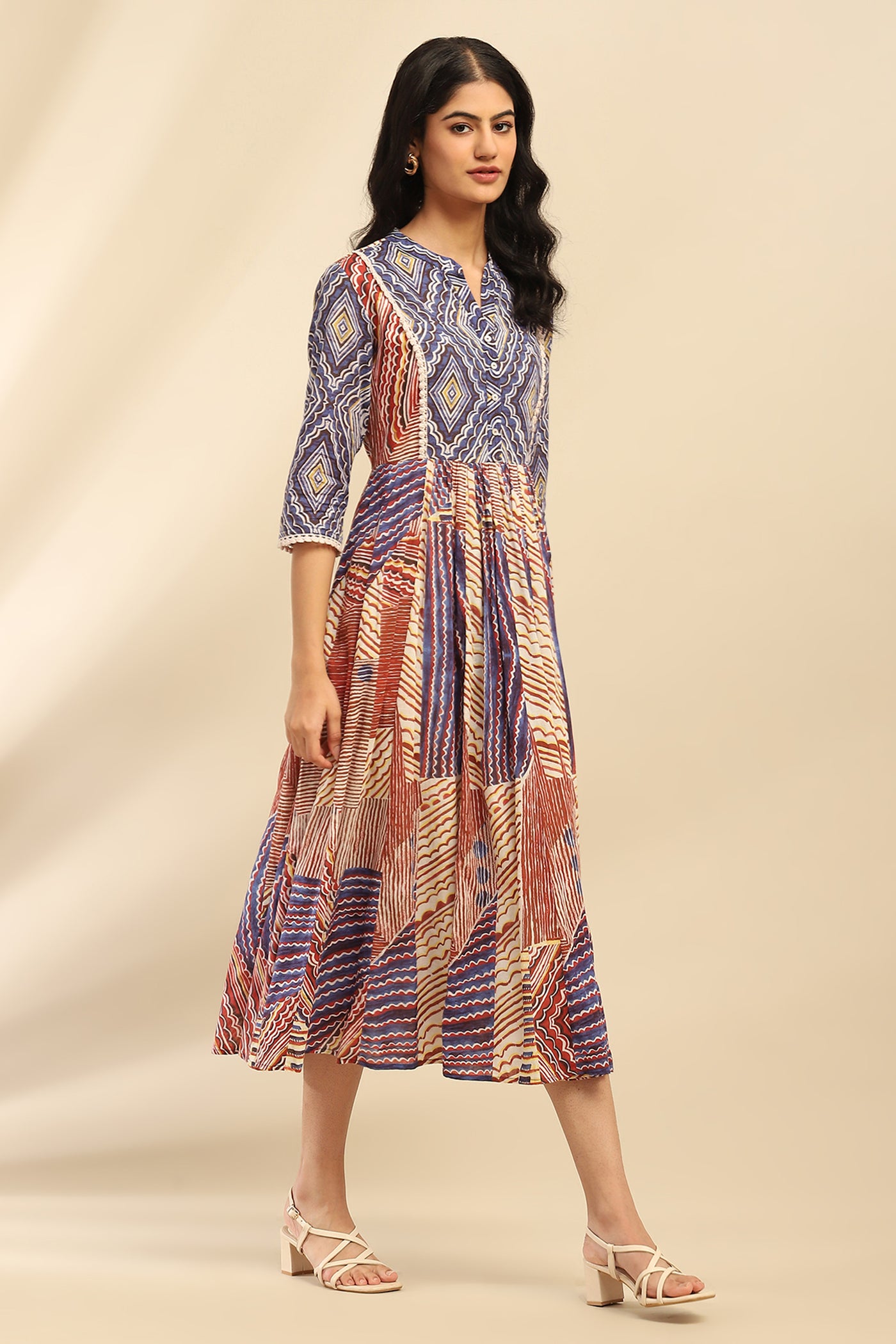 Aarke Ritu Kumar Blue Chimera Shirt Dress indian designer wear online shopping melange singapore