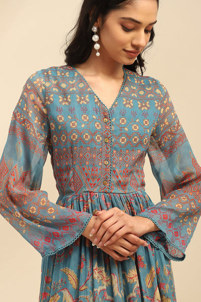 Aarke Ritu Kumar Blue Elaxi Short Dress indian designer wear online shopping melange singapore