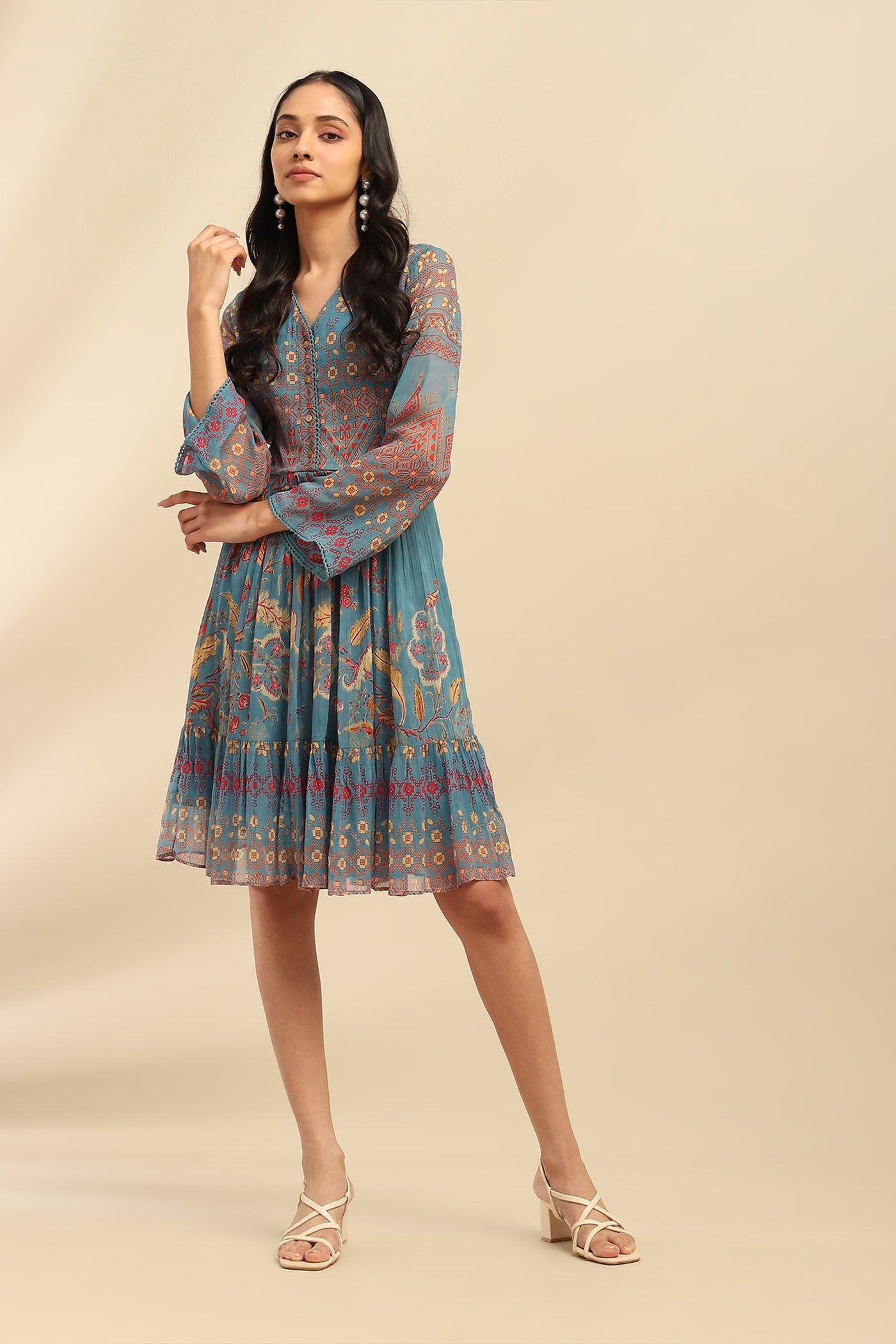 Aarke Ritu Kumar Blue Elaxi Short Dress indian designer wear online shopping melange singapore