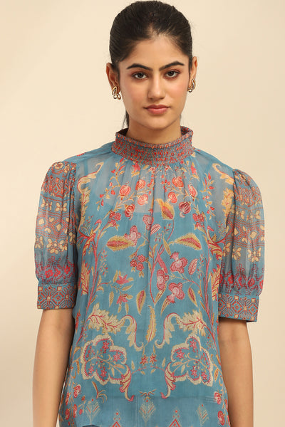 Aarke Ritu Kumar Blue Elaxi Top With Camisole indian designer wear online shopping melange singapore
