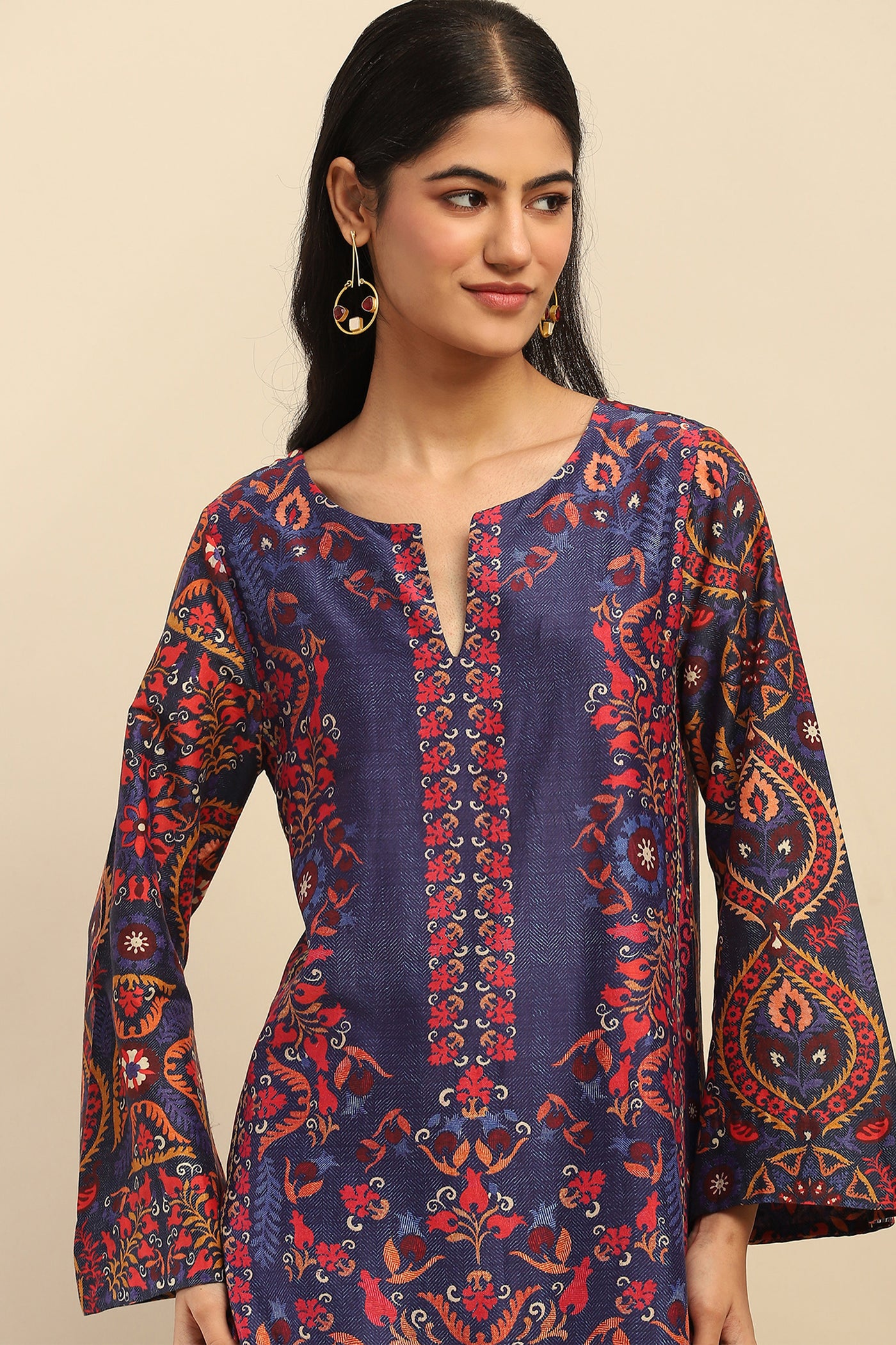 Aarke Ritu Kumar Blue Elsie Kurta With Pant And Dupatta indian designer wear online shopping melange singapore