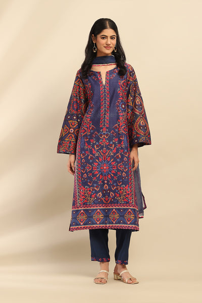 Aarke Ritu Kumar Blue Elsie Kurta With Pant And Dupatta indian designer wear online shopping melange singapore