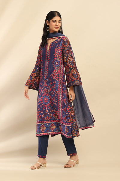 Aarke Ritu Kumar Blue Elsie Kurta With Pant And Dupatta indian designer wear online shopping melange singapore