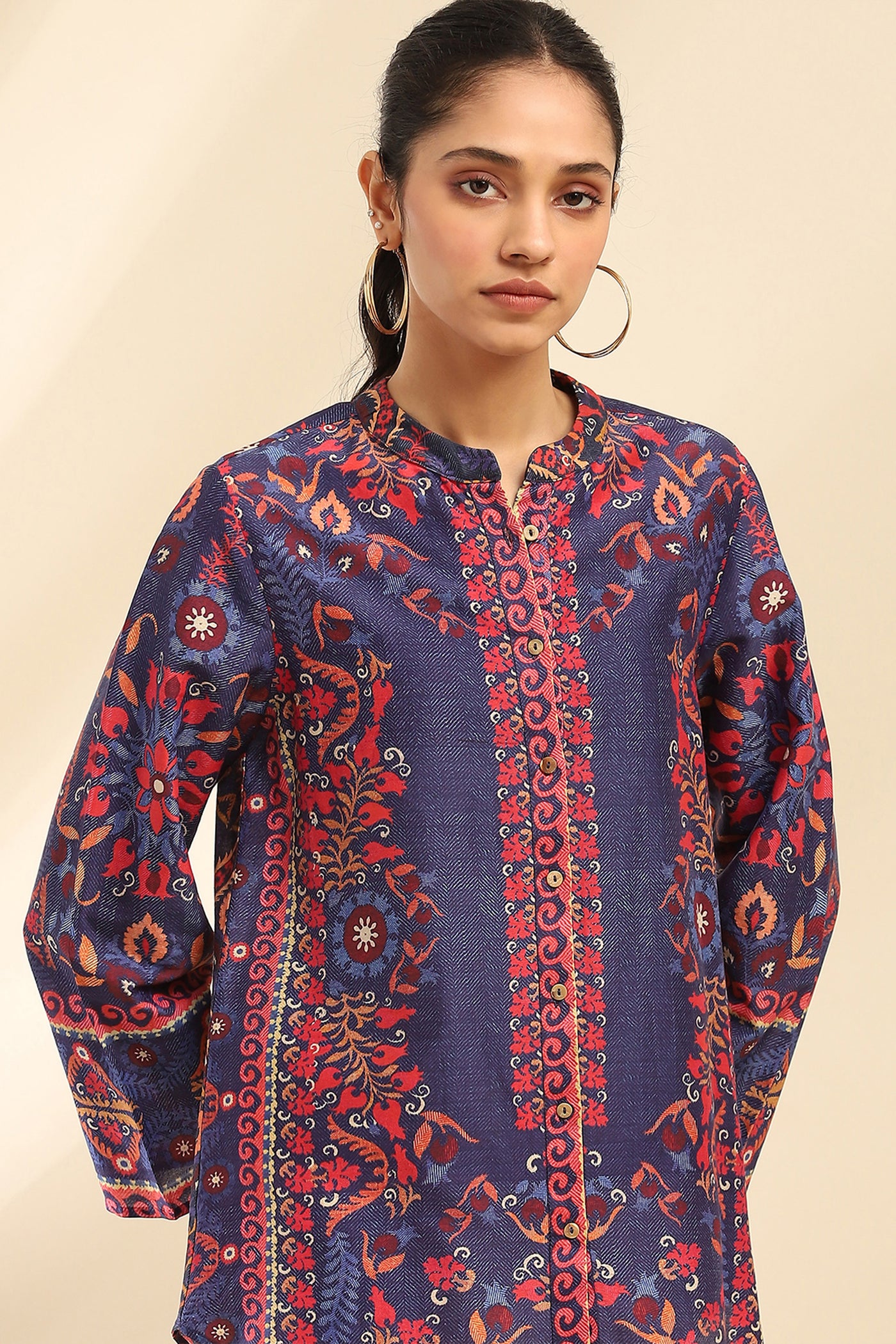 Aarke Ritu Kumar Blue Elsie Shirt indian designer wear online shopping melange singapore