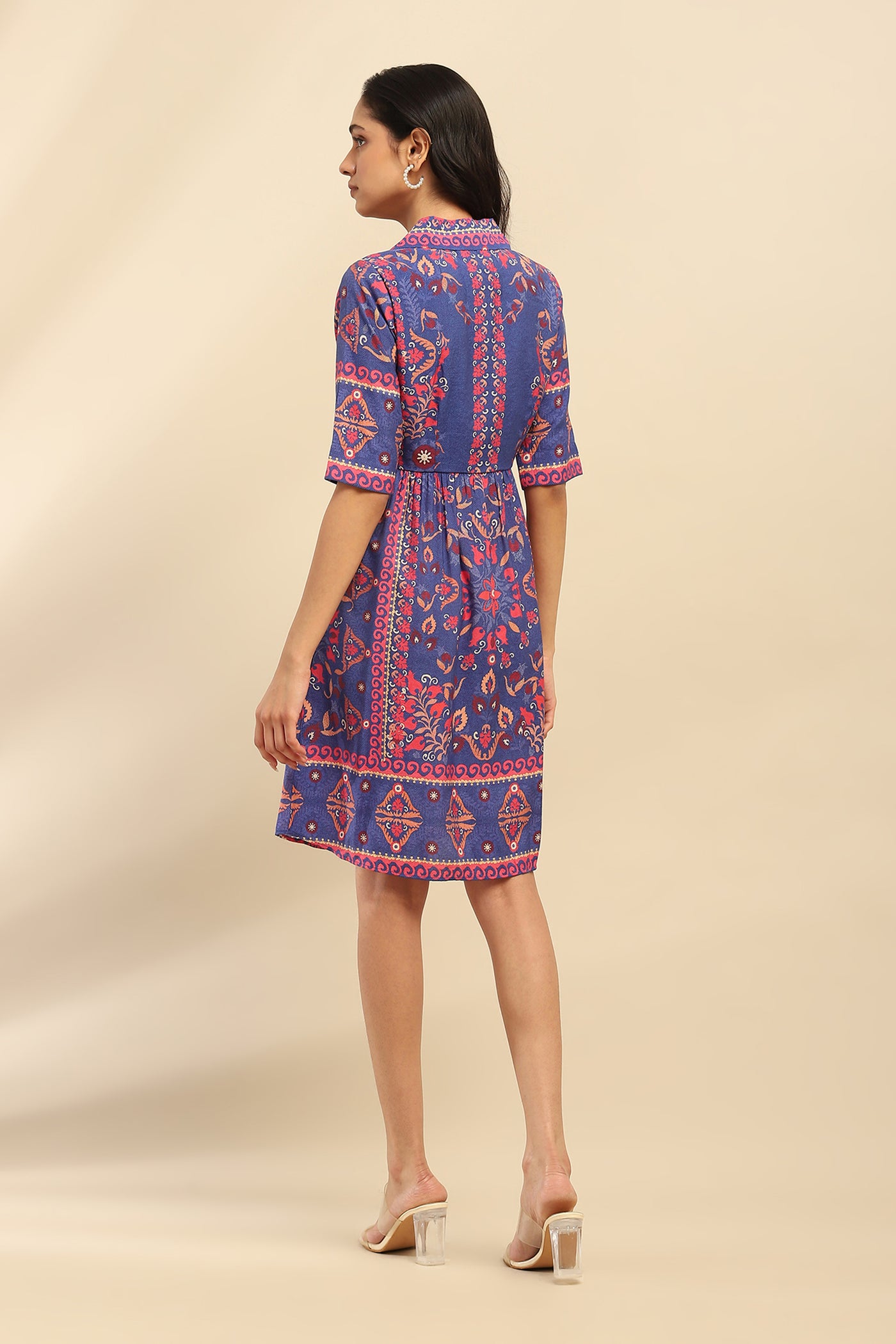 Aarke Ritu Kumar Blue Elsie Short Dress indian designer wear online shopping melange singapore