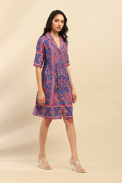 Aarke Ritu Kumar Blue Elsie Short Dress indian designer wear online shopping melange singapore