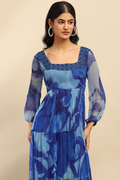 Aarke Ritu Kumar Blue Laurelle Long Dress indian designer wear online shopping melange singapore