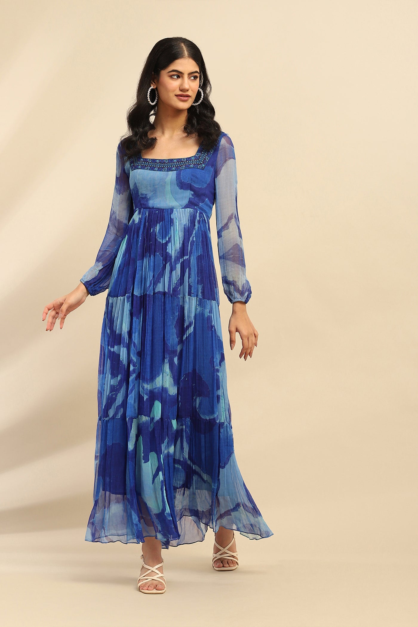 Aarke Ritu Kumar Blue Laurelle Long Dress indian designer wear online shopping melange singapore