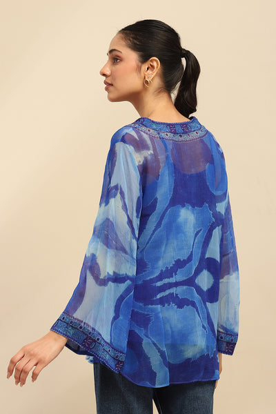 Aarke Ritu Kumar Blue Laurelle Top With Camisole indian designer wear online shopping melange singapore