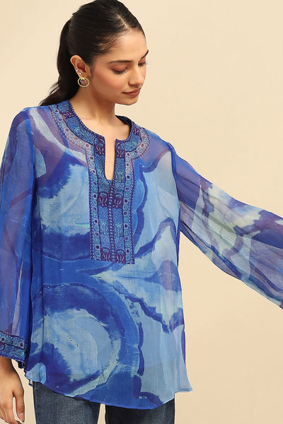 Aarke Ritu Kumar Blue Laurelle Top With Camisole indian designer wear online shopping melange singapore