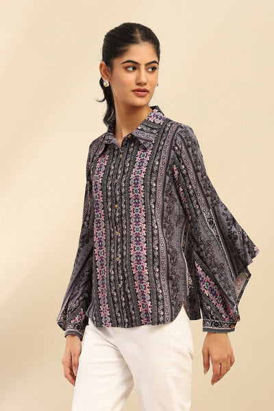 Aarke Ritu Kumar Blue Meera Shirt indian designer wear online shopping melange singapore