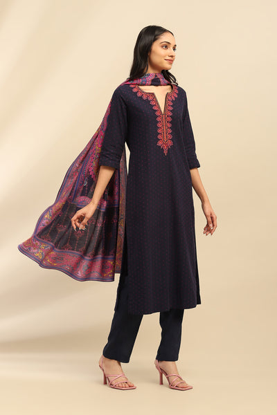 Aarke Ritu Kumar Blue Naina Kurta With Pant And Dupatta indian designer wear online shopping melange singapore