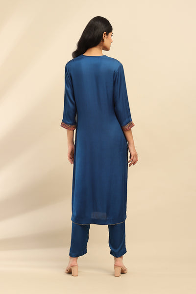 Aarke Ritu Kumar Blue Roshani Kurta With Pant And Dupatta indian designer wear online shopping melange singapore