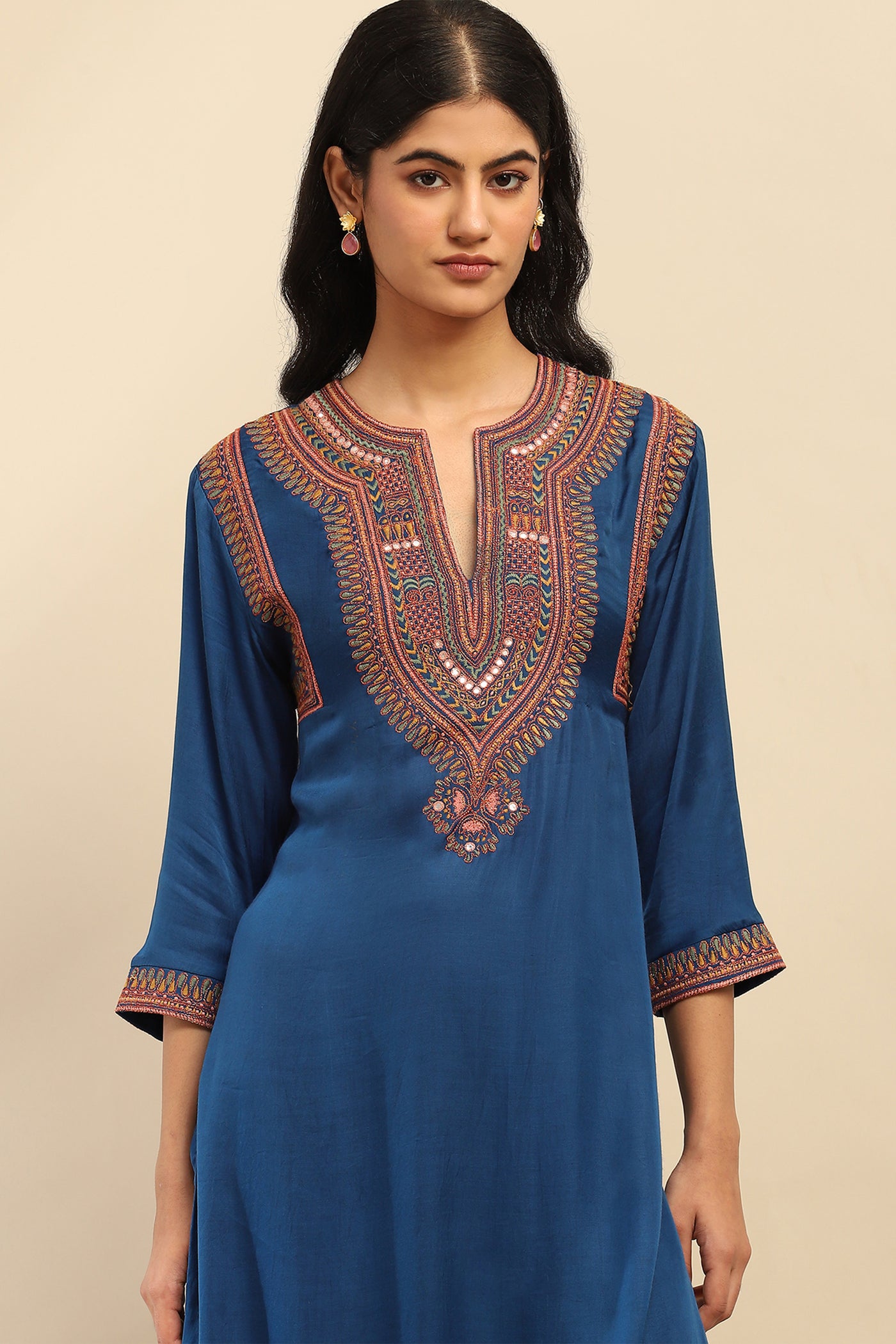 Aarke Ritu Kumar Blue Roshani Kurta With Pant And Dupatta indian designer wear online shopping melange singapore