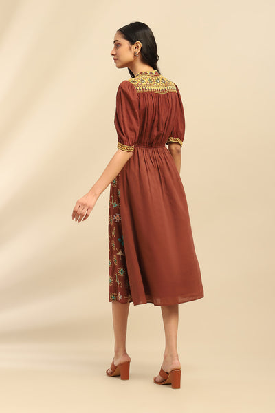 Aarke Ritu Kumar Brown Indira Midi Dress indian designer wear online shopping melange singapore